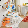 SoBuy KMB75-W Table Enfant avec 2 Chaises, Ensemble Table et Chaises Enfant avec Bacs de Rangement, Chaise Bureau pour Chambre, Table de Bloc de Construction Double Face, Blanc 87x50x50 cm