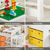 SoBuy KMB75-W Table Enfant avec 2 Chaises, Ensemble Table et Chaises Enfant avec Bacs de Rangement, Chaise Bureau pour Chambre, Table de Bloc de Construction Double Face, Blanc 87x50x50 cm