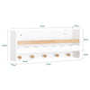 SoBuy KMB78-W Étagère Murale Étagère de Rangement Suspendue Porte-Manteau pour Enfants Étagère à Livres Bibliothèque Murale avec 5 Crochets