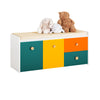 SoBuy KMB82-W Banc de Rangement pour Livres et Jouets pour Enfant, Coffre à Jouets Enfant avec 2 Coffres à Roulettes et 2 Tiroirs Coulissant
