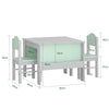 SoBuy KMB88-HG Ensemble Table Enfant avec 2 Chaises Enfants, Bureau Enfant avec 2 étagères à Livres latérales, Gris Clair et Vert Clair
