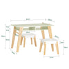 SoBuy KMB92-GR Ensemble Table d’Enfant + 2 Tabourets, Set de 3 Pièces Table à Dessin avec 1 Porte-Rouleau de Papier et 2 Compartiments Ouverts
