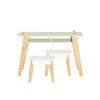 SoBuy KMB92-GR Ensemble Table d’Enfant + 2 Tabourets, Set de 3 Pièces Table à Dessin avec 1 Porte-Rouleau de Papier et 2 Compartiments Ouverts