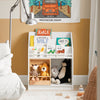 SoBuy KMB98-W Bibliothèque Enfants Étagère à Livres avec Porte Coulissante, Étagère pour Jouets