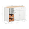 SoBuy KNL05-W îlot Central de Cuisine, Placard de Cuisine, Buffet de Rangement avec Porte-Bouteille pour 9 Bouteilles, 2 Tiroirs, 2 Portes et 2 Paniers en Rotin – 120x56x90 cm
