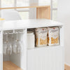 SoBuy KNL07-WN Îlot de Cuisine, Meuble de Rangement Multifonction, Buffet avec Porte-Bouteilles, Meuble de Cuisine, Armoire Bar pour Salon, Buffet Salon, Blanc et Naturel 105 x 60 x 105cm