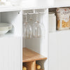 SoBuy KNL07-WN Îlot de Cuisine, Meuble de Rangement Multifonction, Buffet avec Porte-Bouteilles, Meuble de Cuisine, Armoire Bar pour Salon, Buffet Salon, Blanc et Naturel 105 x 60 x 105cm