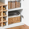 SoBuy KNL07-WN Îlot de Cuisine, Meuble de Rangement Multifonction, Buffet avec Porte-Bouteilles, Meuble de Cuisine, Armoire Bar pour Salon, Buffet Salon, Blanc et Naturel 105 x 60 x 105cm