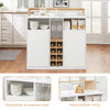 SoBuy KNL07-WN Îlot de Cuisine, Meuble de Rangement Multifonction, Buffet avec Porte-Bouteilles, Meuble de Cuisine, Armoire Bar pour Salon, Buffet Salon, Blanc et Naturel 105 x 60 x 105cm