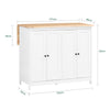SoBuy KNL10-WN îlot Central de Cuisine Buffet de Rangement Mange-Deboutavec Plans de Travail Rabattable 2 armoires 4 Portes