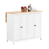 SoBuy KNL10-WN îlot Central de Cuisine Buffet de Rangement Mange-Deboutavec Plans de Travail Rabattable 2 armoires 4 Portes