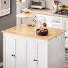 SoBuy KNL10-WN îlot Central de Cuisine Buffet de Rangement Mange-Deboutavec Plans de Travail Rabattable 2 armoires 4 Portes