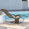SoBuy OGS28-BR Chaise Longue Transat de Jardin Bascule avec Appui-tête Réglable et Pochette latérale