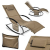 SoBuy OGS28-BR Chaise Longue Transat de Jardin Bascule avec Appui-tête Réglable et Pochette latérale