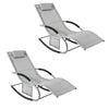 SoBuy OGS28-HGx2 Lot de 2 Chaise Longue Transat de Jardin Bascule avec Appui-tête Réglable et Pochette latérale