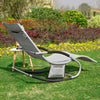 SoBuy OGS28-HG Chaise Longue Transat de Jardin Bascule avec Appui-tête Réglable et Pochette latérale