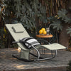 SoBuy OGS28-MI Chaise Longue Transat de Jardin Bascule avec Appui-tête Réglable et Pochette latérale