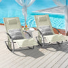 SoBuy OGS28-MIx2 Lot de 2 Chaise Longue Transat de Jardin Bascule avec Appui-tête Réglable et Pochette latérale