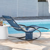 SoBuy OGS28-NB Chaise Longue Transat de Jardin Bascule avec Appui-tête Réglable et Pochette latérale