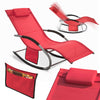 SoBuy OGS28-R Chaise Longue Transat de Jardin Bascule avec Appui-tête Réglable et Pochette latérale