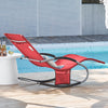 SoBuy OGS28-R Chaise Longue Transat de Jardin Bascule avec Appui-tête Réglable et Pochette latérale