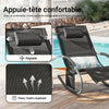 SoBuy OGS28-SCH Chaise Longue Transat de Jardin Bascule avec Appui-tête Réglable et Pochette latérale