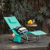 SoBuy OGS28-TB Chaise Longue Transat de Jardin Bascule avec Appui-tête Réglable et Pochette latérale