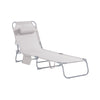 SoBuy OGS35-MI Transat Jardin Extérieur Pliable Bain de Soleil avec Oreiller Chaise Longue Relax avec Poche Latérale Confortable Mobilier de Jardin pour Terrasse Plage Piscine Beige 155x56x81cm