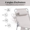 SoBuy OGS35-MIx2Lot de 2 Transat Jardin Extérieur Pliable Bain de Soleil avec Oreiller Chaise Longue Relax avec Poche Latérale Mobilier de Jardin pour Terrasse Plage Piscine Beige 155x56x81 cm