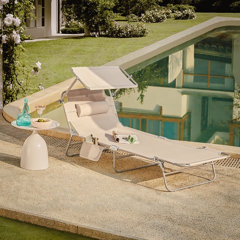SoBuy OGS35-MI Bain de Soleil Transat de Jardin Chaise Longue de Relaxation Pliable