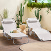 SoBuy OGS35-MIx2Lot de 2 Transat Jardin Extérieur Pliable Bain de Soleil avec Oreiller Chaise Longue Relax avec Poche Latérale Mobilier de Jardin pour Terrasse Plage Piscine Beige 155x56x81 cm