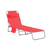 SoBuy OGS35-R Transat Jardin Extérieur Pliable Bain de Soleil avec Oreiller Chaise Longue Relax avec Poche Latérale Confortable Mobilier de Jardin pour Terrasse Plage Piscine Rouge 155x56x81cm
