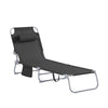SoBuy OGS35-SCH Transat Jardin Extérieur Pliable Bain de Soleil avec Oreiller Chaise Longue Relax avec Poche Latérale Confortable Mobilier de Jardin pour Terrasse Plage Piscine Noir 155x56x81cm