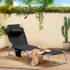 SoBuy OGS35-SCH Transat Jardin Extérieur Pliable Bain de Soleil avec Oreiller Chaise Longue Relax avec Poche Latérale Confortable Mobilier de Jardin pour Terrasse Plage Piscine Noir 155x56x81cm