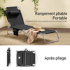 SoBuy OGS35-SCHx2 Lot de 2 Transat Jardin Extérieur Pliable Bain de Soleil avec Oreiller Chaise Longue Relax avec Poche Latérale Mobilier de Jardin pour Terrasse Plage Piscine Noir 155x56x81 cm