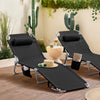 SoBuy OGS35-SCHx2 Lot de 2 Transat Jardin Extérieur Pliable Bain de Soleil avec Oreiller Chaise Longue Relax avec Poche Latérale Mobilier de Jardin pour Terrasse Plage Piscine Noir 155x56x81 cm