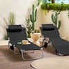 SoBuy OGS35-SCHx2 Lot de 2 Transat Jardin Extérieur Pliable Bain de Soleil avec Oreiller Chaise Longue Relax avec Poche Latérale Mobilier de Jardin pour Terrasse Plage Piscine Noir 155x56x81 cm
