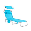 SoBuy OGS48-B Transat Jardin Extérieur Pliable Bain de Soleil avec Oreiller Chaise Longue Relax avec Pare-Soleil et Poche Latérale Mobilier de Jardin pour Terrasse Plage Piscine Bleu ciel 155x56x81cm
