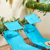 SoBuy OGS48-B Transat Jardin Extérieur Pliable Bain de Soleil avec Oreiller Chaise Longue Relax avec Pare-Soleil et Poche Latérale Mobilier de Jardin pour Terrasse Plage Piscine Bleu ciel 155x56x81cm