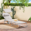 SoBuy OGS48-MI Transat Jardin Extérieur Pliable Bain de Soleil avec Oreiller Chaise Longue Relax avec Pare-Soleil et Poche Latérale Mobilier de Jardin pour Terrasse Plage Piscine Beige 155x56x81cm