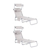SoBuy OGS48-MIx2 Lot de 2 Transat Jardin Extérieur Pliable Bain de Soleil avec Oreiller Chaise Longue avec Pare-Soleil et Poche Latérale Mobilier de Jardin pour Terrasse Piscine Beige 155x56x81cm