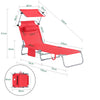 SoBuy OGS48-R Transat Jardin Extérieur Pliable Bain de Soleil avec Oreiller Chaise Longue Relax avec Pare-Soleil et Poche Latérale Mobilier de Jardin pour Terrasse Plage Piscine Rouge 155x56x81cm