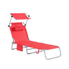 SoBuy OGS48-R Transat Jardin Extérieur Pliable Bain de Soleil avec Oreiller Chaise Longue Relax avec Pare-Soleil et Poche Latérale Mobilier de Jardin pour Terrasse Plage Piscine Rouge 155x56x81cm