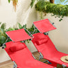 SoBuy OGS48-R Transat Jardin Extérieur Pliable Bain de Soleil avec Oreiller Chaise Longue Relax avec Pare-Soleil et Poche Latérale Mobilier de Jardin pour Terrasse Plage Piscine Rouge 155x56x81cm