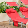 SoBuy OGS48-R Transat Jardin Extérieur Pliable Bain de Soleil avec Oreiller Chaise Longue Relax avec Pare-Soleil et Poche Latérale Mobilier de Jardin pour Terrasse Plage Piscine Rouge 155x56x81cm