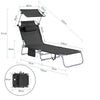 SoBuy OGS48-SCH Transat Jardin Extérieur Pliable Bain de Soleil avec Oreiller Chaise Longue Relax avec Pare-Soleil et Poche Latérale Mobilier de Jardin pour Terrasse Plage Piscine Noir 155x56x81cm