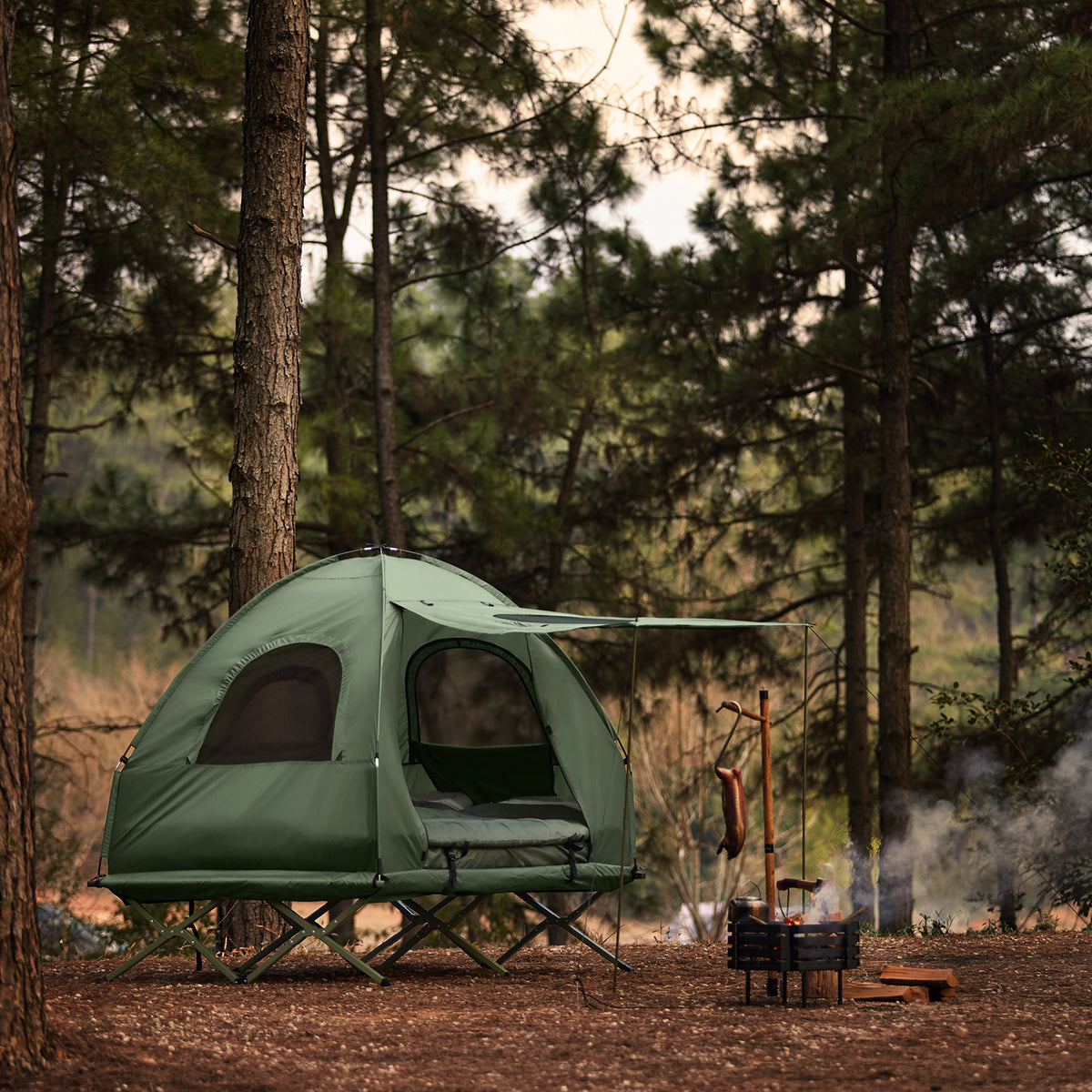 SoBuy OGS61-L-GR Tente Surélevée avec Lit de Camping pour