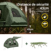 SoBuy OGS61-L-GR Tente Surélevée avec Lit de Camping pour 2 Personnes Tente de Camping Pliable 4en1 avec Lit en Alu, Sac de Couchage, Matelas Gonflable, Sac de Transport Charge Max. 180 kg Verte