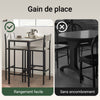 SoBuy OGT03-HG Ensemble Table Haute de Cuisine 87 cm avec 2 tabourets de Bar – Meuble Bar Compact Mange Debout pour Petit Espace, Balcon, Salon ou Cuisine – Style Industriel Bois et métal