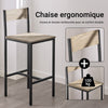 SoBuy OGT03-N Ensemble Table Haute de Cuisine 87 cm avec 2 tabourets de Bar – Meuble Bar Compact Mange Debout pour Petit Espace, Balcon, Salon ou Cuisine – Style Industriel Bois et métal